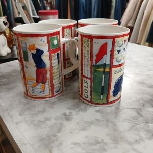Colorful Golf-Themed Mug Set